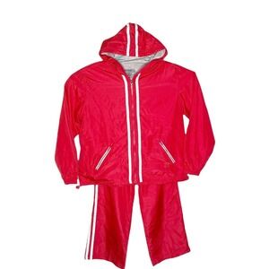 Vintage Y2k Oleg Cassini Sz L Top Med Pant Windbreaker Track Suit Jogger Pink